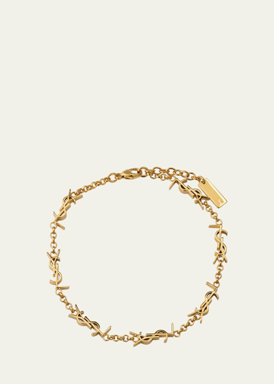 Shop Saint Laurent Multi Ysl Logo Bracelet In Gold