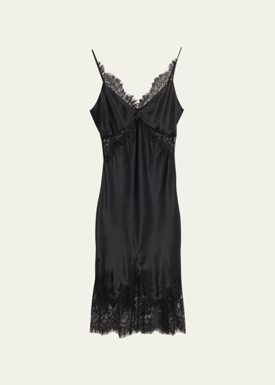 Shop L Agence Scotlyn Lace-trim Slip Dress In Black