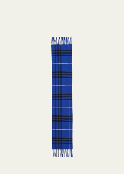 Shop Burberry Men's Wool Check Scarf In Knight