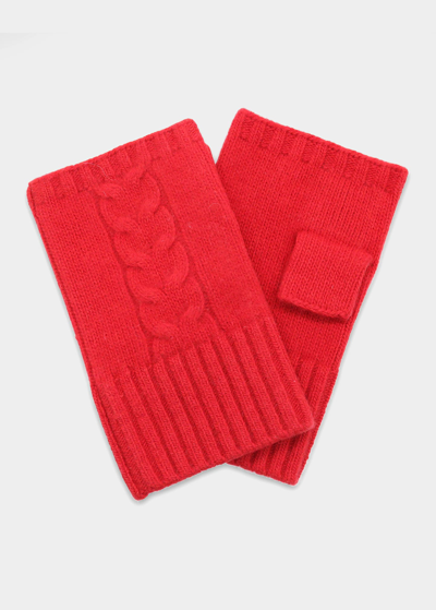 Shop Bergdorf Goodman Men's Cable-knit Fingerless Gloves In Rubino