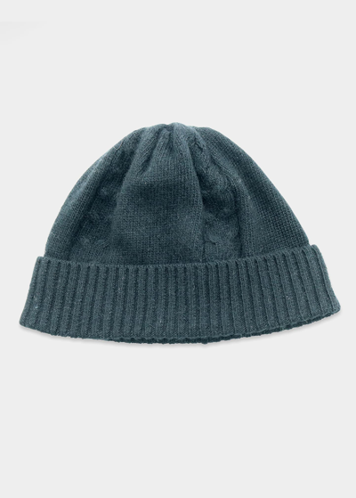 Shop Bergdorf Goodman Men's Cable-knit Beanie Hat In Black