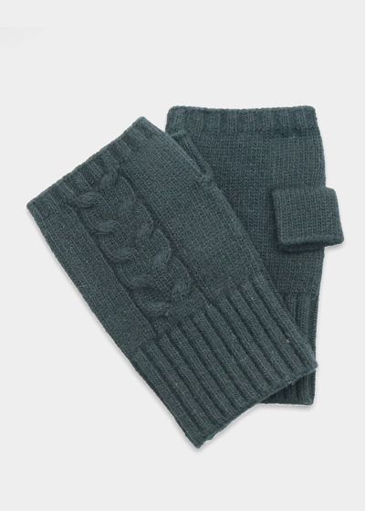 Shop Bergdorf Goodman Men's Cable-knit Fingerless Gloves In Black