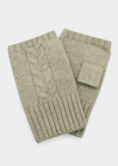 Shop Bergdorf Goodman Men's Cable-knit Fingerless Gloves In Oatmeal