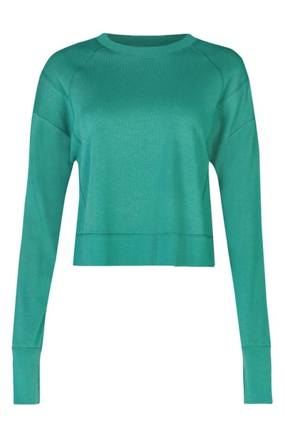 Shop Sweaty Betty After Class Cotton Blend Crop Sweatshirt In Wave Green