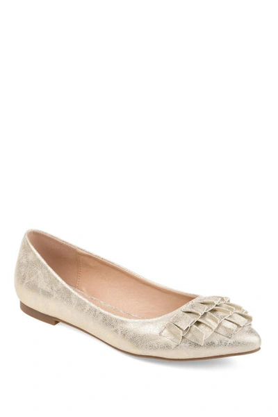 Journee Collection Womens Judy Slip-on Pointed Toe Ballet Flats In Gold