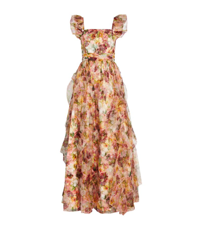 Shop Alice And Olivia Ruffled Jasmina Gown In Multi