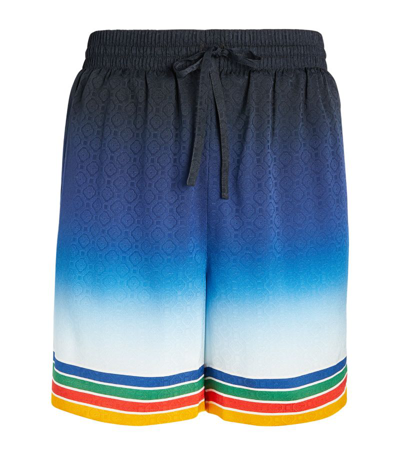 Shop Casablanca Silk Gradient-dye Shorts In Blue