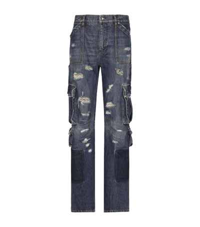Shop Dolce & Gabbana Cargo Pocket Jeans In Multi