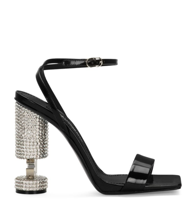 Shop Dolce & Gabbana Calfskin Embellished Heeled Sandals 105 In Multi