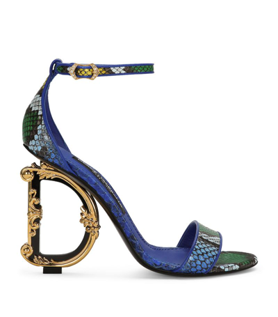 Shop Dolce & Gabbana Python Skin Dg Sandals 105 In Multi