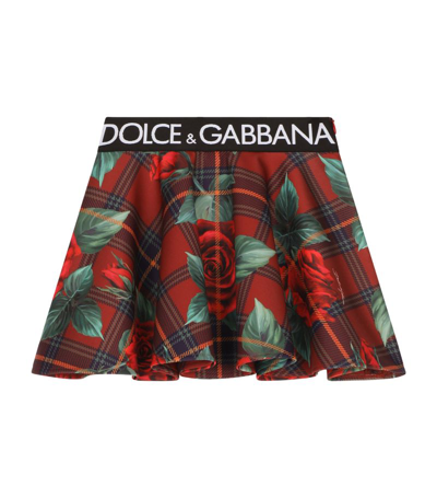 Shop Dolce & Gabbana Kids Floral Check Mini Skirt (2-6 Years) In Multi