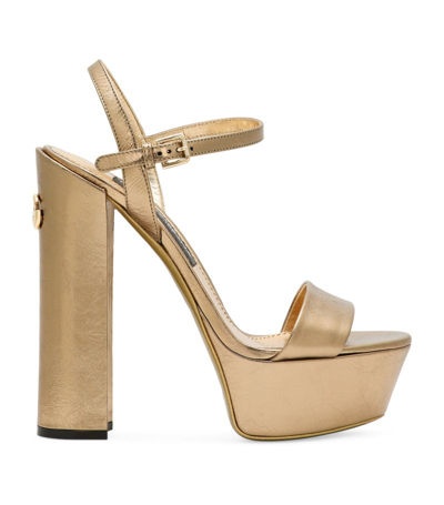 Shop Dolce & Gabbana Leather Platform Sandals 105 In Multi