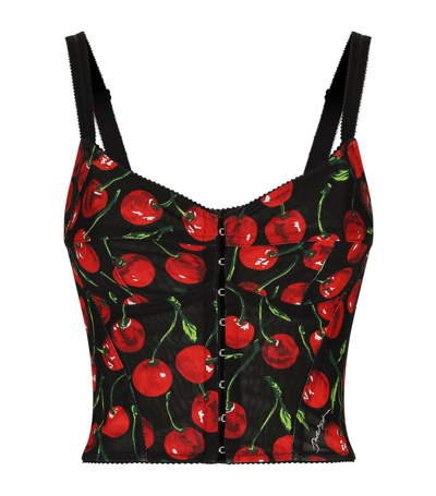 Shop Dolce & Gabbana Cherry Print Corset Top In Multi