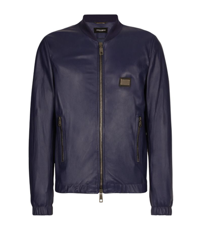 Shop Dolce & Gabbana Leather Blouson Jacket In Multi