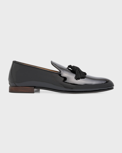Shop Tom Ford Men's Patent Leather Tassel Loafers In Black