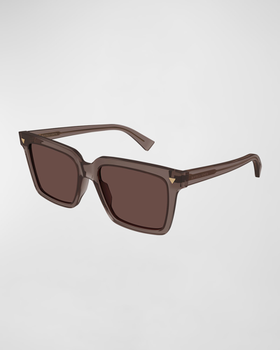 Shop Bottega Veneta Acetate Square Sunglasses In Shiny Transparent