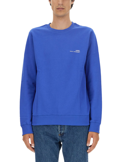 Shop Apc Sweatshirt With Logo In Blue