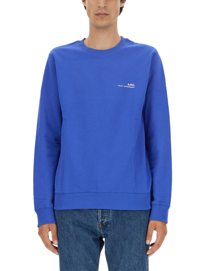 Apc A.p.c. Sweatshirt With Logo In Blue
