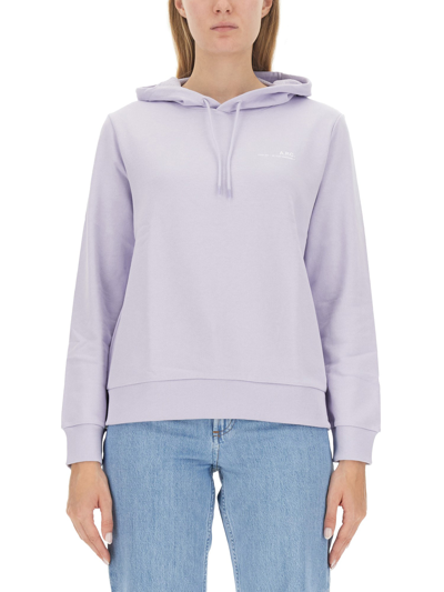 Shop Apc Sweatshirt With Logo In Lilac