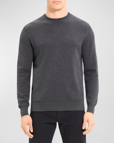 Shop Theory Men's Datter Textured Crew Sweater In Dk Gry Mel