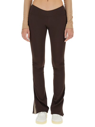 Shop Palm Angels Flared Leggings With Sweetheart Waist In Brown