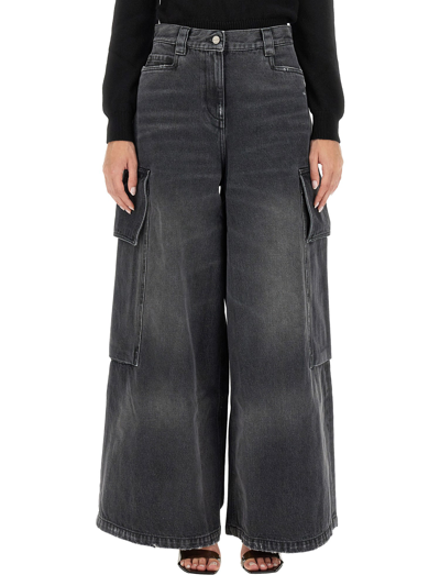 Shop Palm Angels Wide Parachute Jeans In Grey