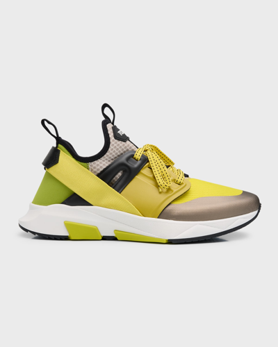 Shop Tom Ford Men's Jago Low-top Sneakers In Green/yell