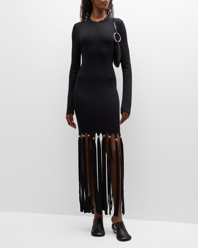 Shop Simon Miller Eclisse Cutout-back Fringe Maxi Dress In Black