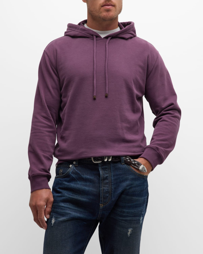 Shop Brunello Cucinelli Men's Cotton-stretch Pullover Hoodie In Purple