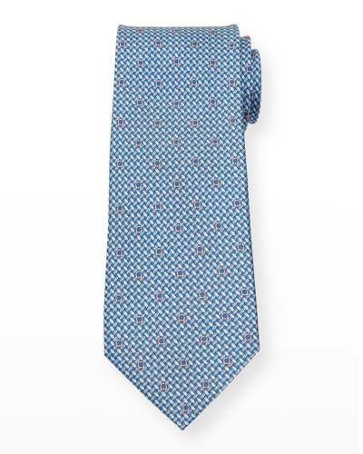 Shop Ferragamo Men's Maglia Silk Tie In Bluette