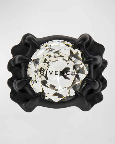 Shop Givenchy Men's G Skull Crystal Ring In Black