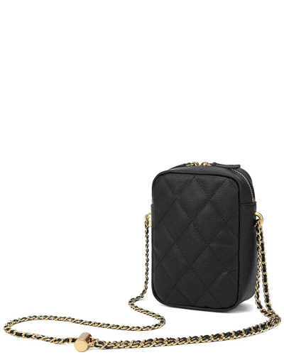 Shop Tiffany & Fred Paris Quilted Caviar Leather Crossbody In Black