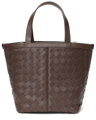 Shop Tiffany & Fred Paris Woven Leather Top Handle Shoulder Bag In Brown
