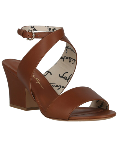 Shop Ferragamo Sheena Leather Sandal In Brown