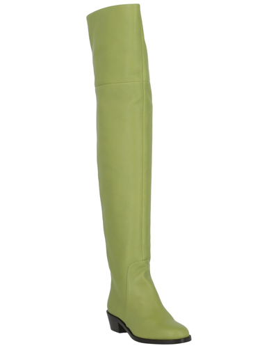 Shop Ferragamo Bucaneve Leather Over-the-knee Boot In Green