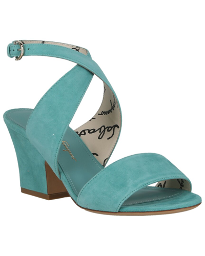 Shop Ferragamo Sheena Suede Sandal In Blue