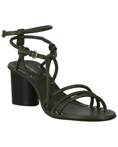 Ferragamo Augusta Leather Sandal In Green