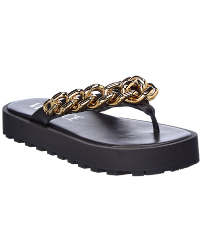 Shop Versace Chain Leather Platform Sandal In Black