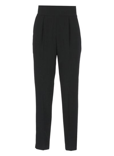 Shop Pinko Crepe Trousers In Black