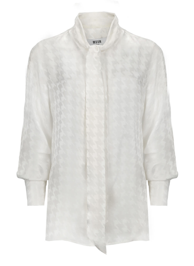 Shop Msgm Satin Shirt In White