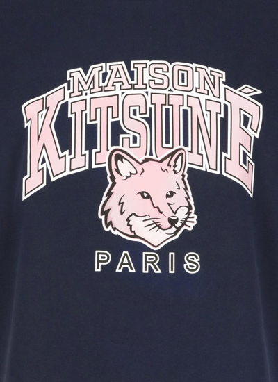 Shop Maison Kitsuné Campus Fox T-shirt In Blue