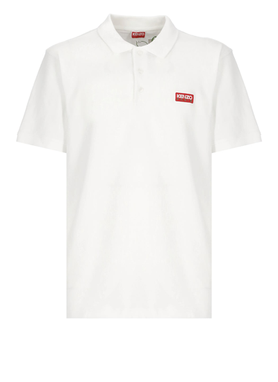 Shop Kenzo Polo Shirt With Embroidery In Off White