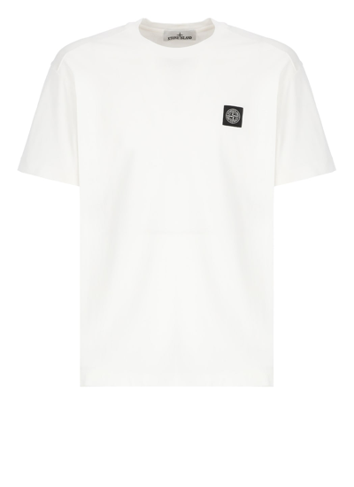 Shop Stone Island Logoed T-shirt In White