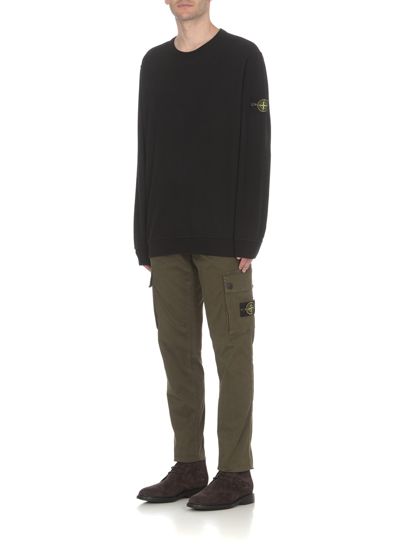 Shop Stone Island Cotton Sweatshirt In Black