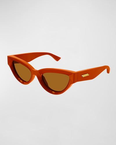 Shop Bottega Veneta Cat-eye Acetate Sunglasses In Shiny Solid Orang