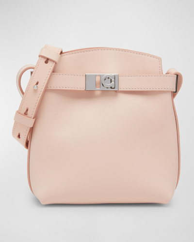 Shop Ferragamo Hug Leather Shoulder Bag In Nylund Pink
