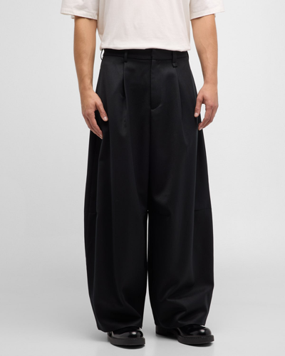 Shop Simone Rocha Men's Wide-leg Wool Pants In Black