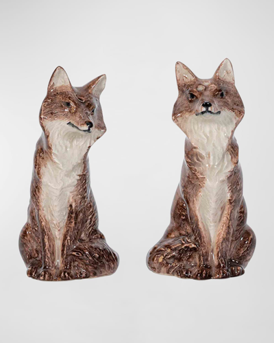 Shop Juliska Clever Creatures Louis And Marie Fox Salt And Pepper Shakers In Brown