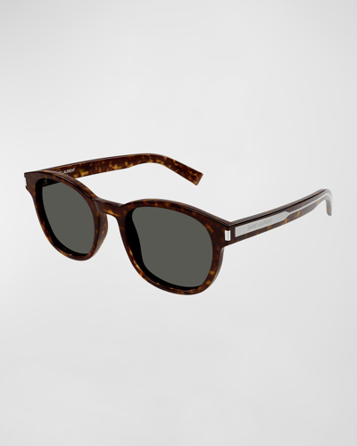 Shop Saint Laurent Men's Sl 620 Acetate Round Sunglasses In 002 Havana