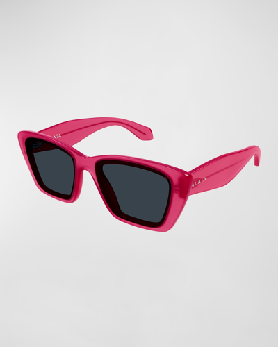 Shop Alaïa Sleek Acetate Butterfly Sunglasses In Shiny Opal Fuchsi